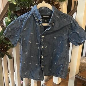 Nordstrom Denim Blue Jean tennis racquet Button-Up Shirt